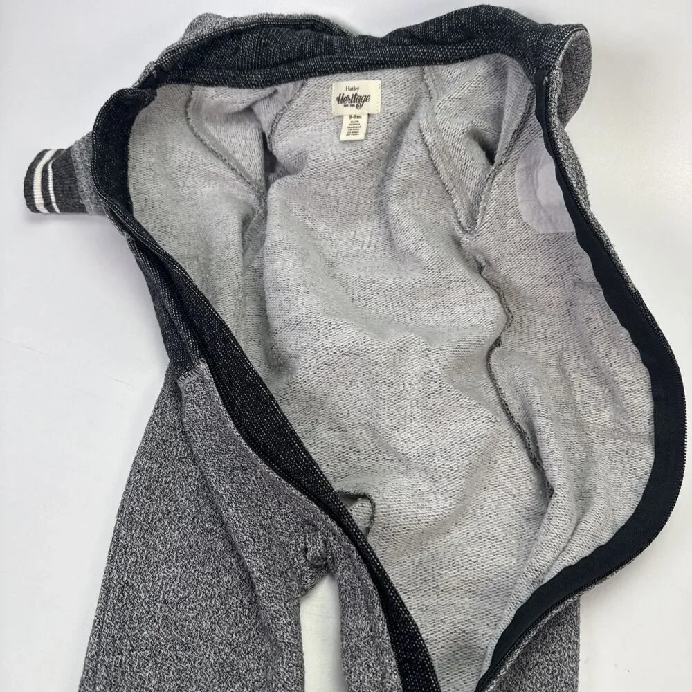 Hatley Heritage One Piece Zipped Baby Romper Bear Gray Hoodie 3-6 Month